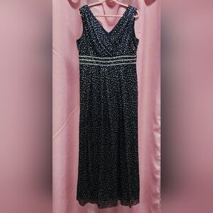 R&M Richards Blue Shimmer And Black Dress Sz 16